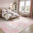 Rugflix 8x10 Area Rugs for Living Room, Washable Pink Large Rug | Machine Washable; Stain-resistant; Low Pile; Non-slip; Modern Abstract; Carpet for Nursery Girls Bedroom Dining Office Home