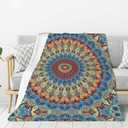 Mandala Blanket Gifts, Soft Flannel Throw Blanket for Couch, Bed, Travel, Living Room & Home Decor, Cozy Lightweight Warm Fluffy Fuzzy Blankets for Adults Kids Girls Boys(60x50 Inch, Mandala)
