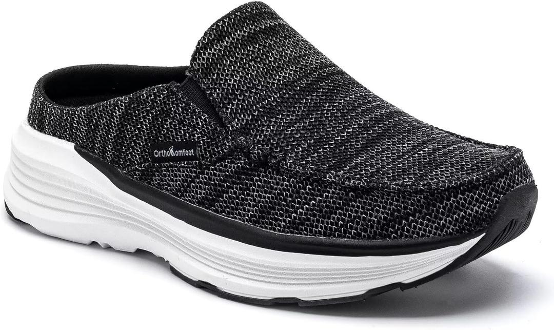 Women's Orthopedic Slip On Slippers Walking Shoes: Comfort Diabetic Slip-On Mules for Womens, Flat Feet Walking Shoes for Foot Pain Relief, Skin Friendly Elastic Clogs for Outdoor Black Size 37