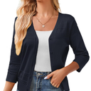 GRACE KARIN Women's 2025 Cropped Cardigan 3/4 Sleeve Lightweight Crochet Shrug Hollowed-Out Knit Sweater Tops Size L