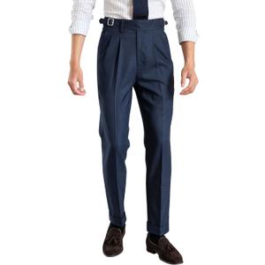 Men's Classic Gurkha Naples Italian Old Money Style Pants Dress Pants (36W x 32L, Blue)