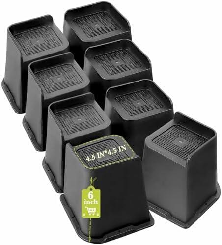 Yookwutar Bed Risers 2 inch, 3 inch, 4 inch, 6 inch, 8 inch Heavy Duty, Oversized Furniture Riser for Couch Sofa Table Chair Leg Frame Dorm, Support up to 6000 Lbs (Black 8 Pack, 6 inch)