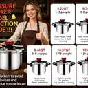 6.34 Quart Stainless Steel Pressure Cooker, Medium Size Stovetop Pressure Cooker, Induction Compatible, Heavy Duty, Even Heat Base for Daily Family Cooking