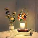 Sunflower Tiffany-Style Candle Warmer Lamp with 2 Bulbs - Handcrafted Stained Glass, Height-Adjustable Timer & 4 Dimmer Levels, No Assembly Required, Fits Jars up to 5"