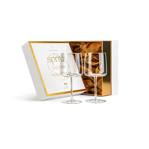 GLASSIQUE CADEAU Crystal Aperol Spritz Cocktail Glasses | Set of 2 | 15 oz Long Stemmed Goblets for Drinking Limoncello, Campari and Hugo Spritz | Elegant Glassware for Spritzer Drinks