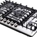 30 Inch Gas Cooktop Built-in 5 Burners Stainless Steel Gas Stovetop LPG/NG Convertible Dual Fuel Gas Hob DT5703, 29.9 inches x 19.7 inches