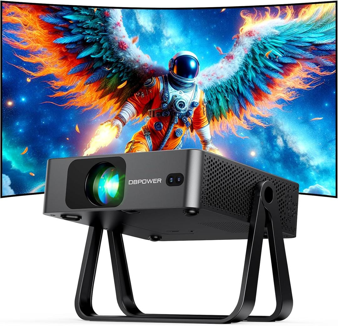 [Ultra-Slim 1.97"| Auto Focus | Built-in Apps | 360 Stand] Smart Mini Projector with WiFi 6 & Bluetooth, Built-in Apps, DBPOWER N5 Movie Projector for Bedroom (Black)