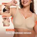 LetsJoli Bras for Women Supportive Wireless Push Up Bra Full Coverage No Underwire Seamless Plus Size for Older Women (Beige, XXL)