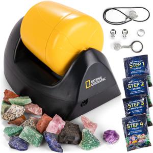 National Geographic Starter Rock Tumbler Kit - Durable Leak-Proof Rock Polisher - Complete Rock Tumbling Kit with 4-Stage Silicon Carbide Grit - Geology Hobby, Rocks & Crystals 