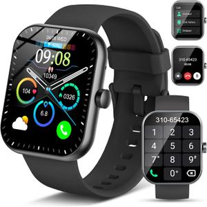Smart Watch(Answer/Make Call), 1.96" Smartwatch for Men Women, 2025 New Fitness Watch with 110+ Sport Modes, Pedometer, Heart Rate/Sleep Monitor, IP68 Waterproof Activity Tracker for Android iOS