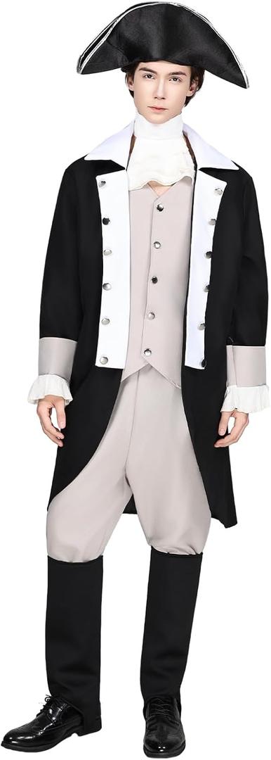 EraSpooky Mens George Washington Costume Adult Founding Father Colonial Outfits (Large)