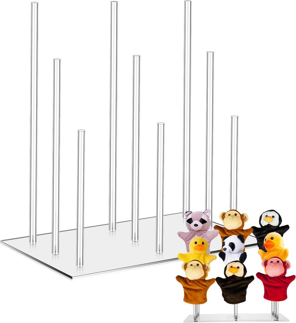 Chunful Acrylic Puppet Stand Clear Finger Puppets Tree Store Doll Holder for Kids Toddlers Holds 9 Hand Puppets Classroom Home Anti Crush Stand for Storage and Easy Accessibility