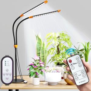 Mxculior LED Grow Light, Full Spectrum Desk Stand Plant Light with White Blue Red LEDs for Indoor Plants, Height/Angle Adjustable Growing Lamp, 10-Level Dimmable, Auto On Off Timing 4/8/12H, Black
