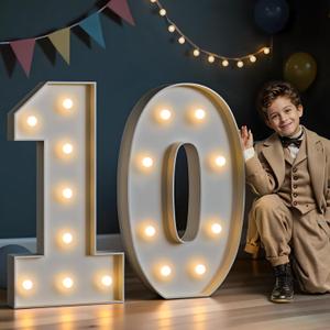 imprsv Marquee Numbers Large 10th-Birthday Decorations: 3FT Light Up Numbers 10 Years Old Birthday Decor for Girl Boy Big Sign Party Anniversary Cardboard Backdrop Mosaic Balloon Signs Blocks