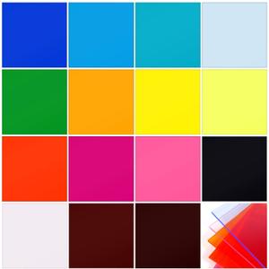 Geetery 30 Pcs Colored Acrylic Sheets, 4 x 4 x 1/8 Inch Thick Translucent Cast Acrylic Sheet,Plastic Boards for Back to School DIY Project Picture Frame,Art Crafts Laser Cutting Engraving, 15 Colors