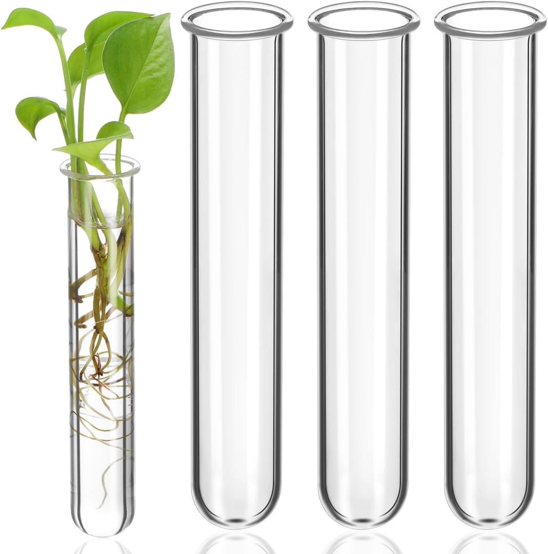 DOITOOL Propagation Tubes : 4pcs Glass Test Tubes for Plants, Flowers, Wall Terrarium, Hydroponic Cuttings for Home Office Wall Decor