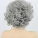 Topcosplay Old Lady Wig and Accessories 5pcs Set Granny Costume Wig Grandma wig Halloween Party Wigs (Grey)