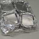 LemonRoad 50 Pcs Mini Square Baroque Dessert Display Trays Mini Elegant Plastic Serving Trays Small Cake Candy Plates for Weddings Parties Hotels Large Celebrations, 3"x3" (Silver)