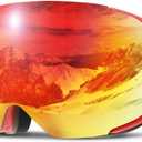 COPOZZ Ski Goggles, G2 Magnetic Snowboard Goggles, Polarized OTG UV400 Skiing Goggles for Options (G2 Goggle-red Frame/Red Lens(vlt 23%))