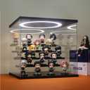 Acrylic Display Case with Adjustable LED Light, 5 Tier Clear Display Box Dustproof Showcase for Action Figures, Collectibles and Mini Toys, Assembly Display Cabinet(Black 12.512.211.8in)