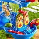 3-Tier Sand and Water Table Toys for Kids Aged 3 4 5 6 7 8, Water Waterfall Sensory Play Table with Beach Toys Accessories, Outdoor Activity Playset for Toddlers 2-4 3-5 4-6, Birthday Gifts