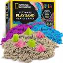 National Geographic 6 Lb. Moon Sand Combo Pack - 2 Lbs. Each of Blue, Purple and Natural Play Sand with Castle Molds - A Fun No Mess Sensory Activity