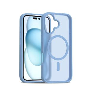for iPhone 16  Phone Case, Compatible with Magnetic, Military Grade Drop Protection Translucent Matte Shockproof Anti-Scratch/Anti-Fingerprint Case for iPhone 16 (Azure Blue)