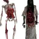 Halloween Decorations Window Clings Decor Scary Female Ghost & Skeleton Ghost Horror Halloween Glass Stickers Decals Hanging Women Ghost School Home Office Party Supplies for Glass Windows (Style 18)