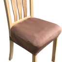 Chair Seat Covers Pack of 2 ,Removable Stretch Dining Chair Protector Cover Slipcover (Brown)