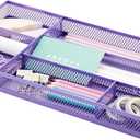 Annova Desk Drawer Organizer Tray for Office Organization - Metal Mesh - Storage Tray with Dividers for Pens, Desktop Accessories, Bathroom, Kitchen, Makeup and Office Supplies (Small, Purple)