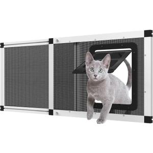 Ventilated Pet Door for Window, Fits 32"-38" Width Window, 2-Min Install | Aluminum Frame + Stainless Steel Mesh | Breathable Bug-Proof | Magnetic Closure Window Cat Door, Cat Door for Window Insert