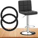 2 Pack Bar Stools Leg Protectors Ring, Non Slip Silicone Chair Leg Floor Protector, No Scratches No Noise Anti-Slip, Stretchable Fits 16.5" to 18.5" Chair Base, Black