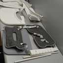 Adjustable Baby High Chair, Portable Child High Chair with 5Point Safety Harness, Cushion & Removable Tray, Adjustable Seat and Footrest Heights for Children 6+ Months (Grey+White)