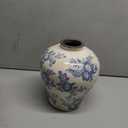Blue and White Vase, 8 Inch Vintage Chinoiserie Ceramic Vase, Rustic Flower Vases Decorative Antique Vases for Home Decor, Retro Ice Cracked Porcelain Farmhouse Table Centerpieces Decor (Round)