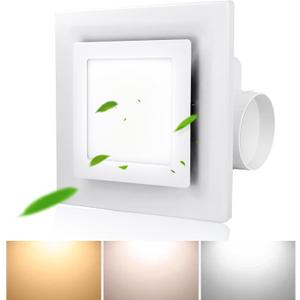 Exhaust Fan With Light, Color Change 3000K/4000K/6000K, Ultra Quiet Bathroom Fan 1.0 Sones 110 Cfm, White Ventilation for Shower/Restroom/Home/Office Exhaust Fan With Light, Color Change 3000K/4000K/6000K, Ultra Quiet Bathroom Fan 1.0 Sones 110 Cfm, White Ventilation for Shower/Restroom/Home/Office