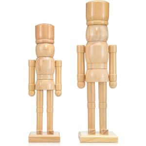 2 Pack Christmas Wooden Nutcracker Traditional Christmas Decorations Nutcracker Figure Statue for Xmas Festive Holiday Tabletop Home Decor(Gold,12 Inch,8 Inch)