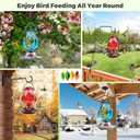 BOLITE Hummingbird Feeder, Hand Blown Glass Hummingbird Feeders for Outdoors Hanging with Ant Moat, 5 Bee-Proof Ports, Leak-Proof, 360 Perch, 22oz, Red, Gifts for Women Men, Gifts for Mom Dad