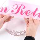 2 x JunyRuny Pink Retirement Party Decorations for Women, I'm Retired Sash & Tiara Set, Costume Headwear, Queen Theme, Great for Retiring Women, Events & Supplies, Gifts, Favors, Teacher Retirement