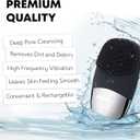 2 x 3-in-1 Electric Facial Cleansing Brush - Silicone Face Scrubber & Massager, IPX7 Waterproof, USB Rechargeable, Deep Cleansing, Blackhead Removal, Exfoliating Skincare Tool (Black)