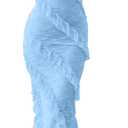 HOCILLE Women's Sexy V Neck Floral Lace Wedding Bodycon Spaghetti Strap Elegant Ruffle Maxi Cocktail Party Dresses (Blue, S)