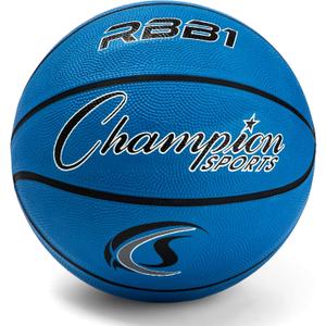 Champion Sports Rubber Basketballs  Heavy Duty Pro-Style, Indoor/Outdoor Use, Premium Basketball Equipment for Physical Education, Various Sizes & Colors (Size 3, 5, 6, 7) (Blue)
