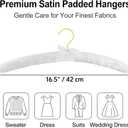 12 Pack Satin Padded Clothes Hangers, 17 Inch Large White Anti Slip Fabric Coat Hangers for Women Clothing, Dresses, Sweaters, Wedding Gown