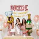 28 Pcs Bachelorette Party Decorations Kit  Gold Bridal Shower Set with Bride to Be Sash, Glitter Banner, BRIDE Balloons, Ring & Champagne Foils, Rose Gold, Pearl & Confetti Balloons