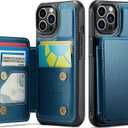 Vinich for iPhone 12 Pro Max Wallet Case with Card Holder, RFID Blocking Credit Slots Kickstand Shockproof Phone Cover for Women Men, Blue