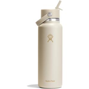 Hydro Flask Water Bottle - Insulated Stainless Steel - Wide Mouth Flex Straw Lid, Non Spill, Leakproof and Refillable in 40 Oz Coconut Cream