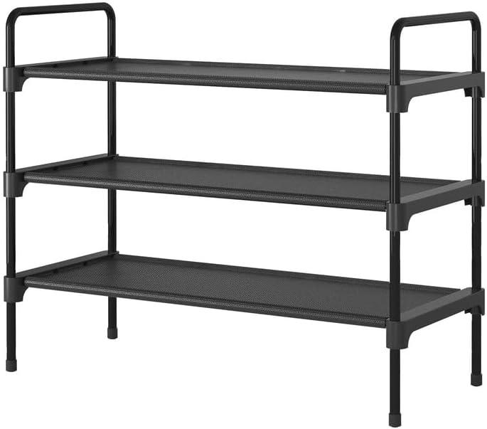 Kitsure Shoe Rack for Closet, Sturdy Shoe Storage for Entryway, Space-Saving Shoe Rack Small and Shoe Shelf, 27.6" Wide, Black