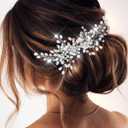 Catery Rhinestones Bridal Hair Comb - Silver Side Wedding Hair Accessory with Beads for Brides, Women, and Girls (A silver)