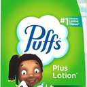 Puffs Plus Lotion Facial Tissues, 4 Family Boxes, 124 Tissues per Box