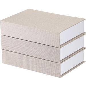 3 Pcs Decorative Neutral Linen Book Box Faux Books for Decoration Modern White Fake Book Boxes with Magnetic Lid Home Storage Box for TV Remote Key Photo