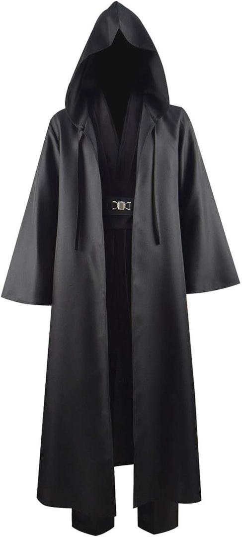 Jedi Tunic Costume Adult Tunic Hooded Robe Full Set Outfit Men's Halloween Knight Cosplay Costume Uniform, L